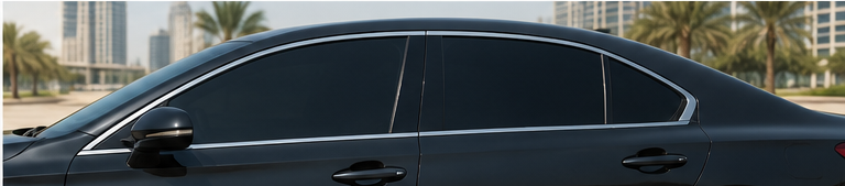 Car window after ceramic tint Dubai – dark professional tint